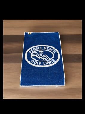 Pebble Beach Black Red Golf Towel Authentic 25” X 15” Cypress Tree Waves